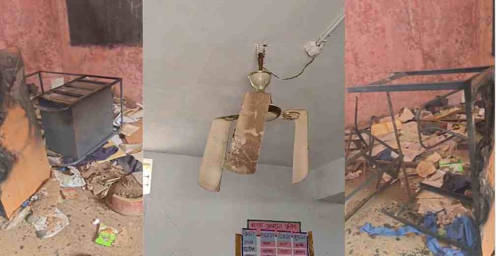 Chhattisgarh – स्कूल में दहशत का माहौल, क्लासरूम के बाहर तांत्रिक निशान और फर्नीचर जलाया गया